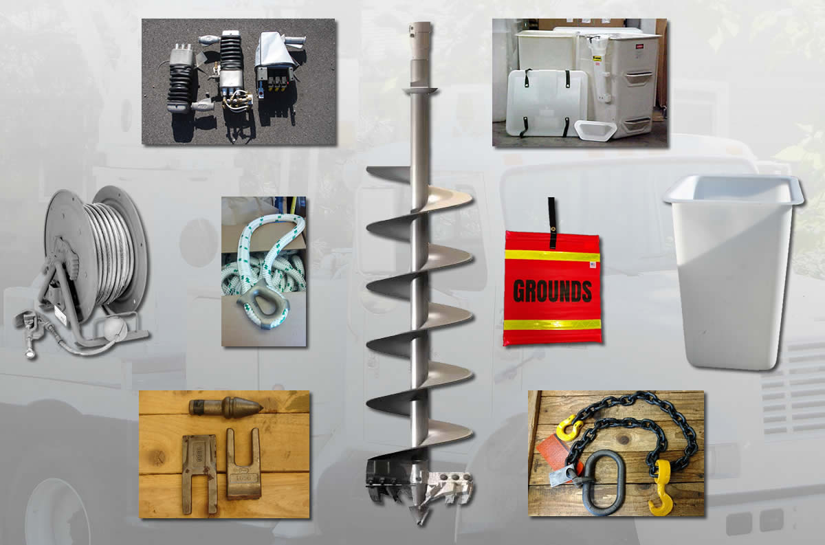 collage of pictures showing some of the utility truck parts Bryant Utility has to offer